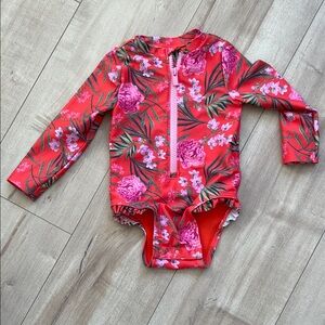 Old Navy Red and Pink Floral Kids Rashguard
